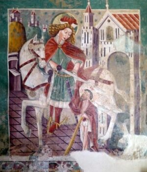 12 St Martin of Tours Gives His Cloak to A Beggar 1474 Fresco, St Mary of the Rock, Istria, Croatia