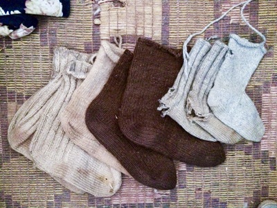 3 Socks worn by the Shepherds of Timloukine High Atlas.
