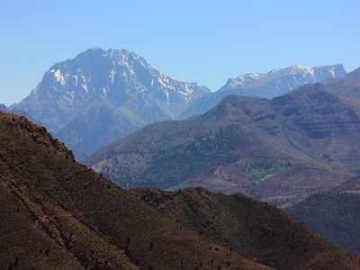 high atlas mountains in the snow, ourika mountains, marrakech, morocco